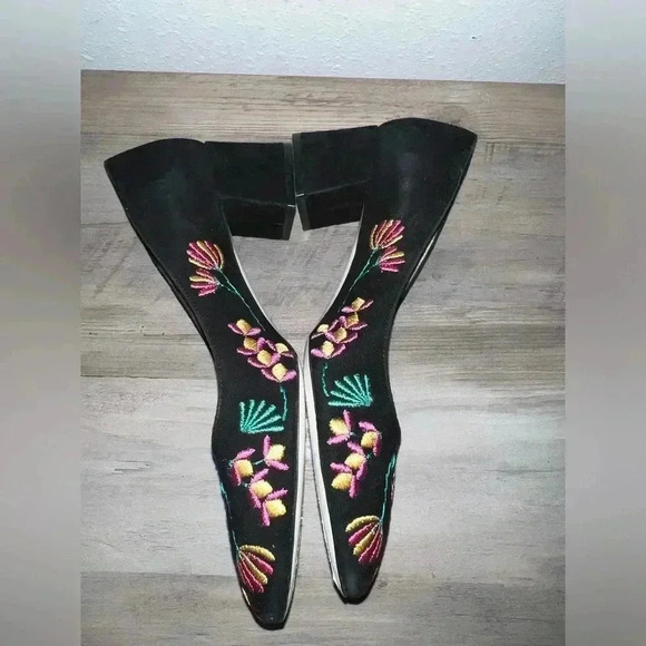 Ron White Doreen Floral Women's Block Heels, Black Suede, Size 38.5 EU,Size 8 US - Picture 3 of 11